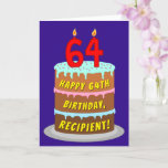 [ Thumbnail: 64th Birthday: Fun Cake and Candles + Custom Name Card ]