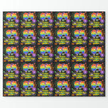 [ Thumbnail: 64th Birthday: Fun Fireworks, Rainbow Look # “64” Wrapping Paper ]