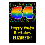 [ Thumbnail: 64th Birthday: Fun Music Symbols + Rainbow # 64 Card ]