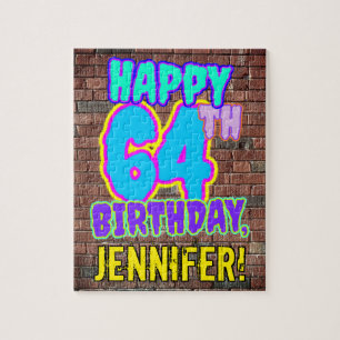 64th Birthday ~ Fun, Urban Graffiti Inspired Look Jigsaw Puzzle