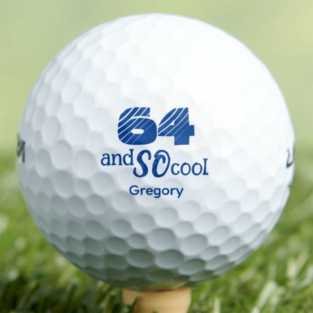 64th Birthday Gift for Him Cool 64 Fun Blue Custom Golf Balls (Creator Uploaded)
