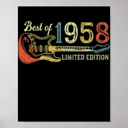 64th birthday gifts for men women Guitar Lover Poster