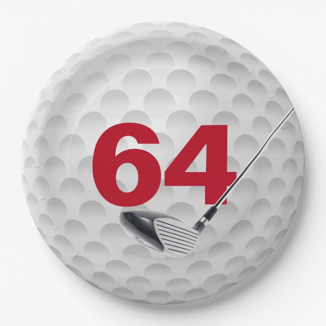 64th Birthday Golf Ball Design  Paper Plates (Front)