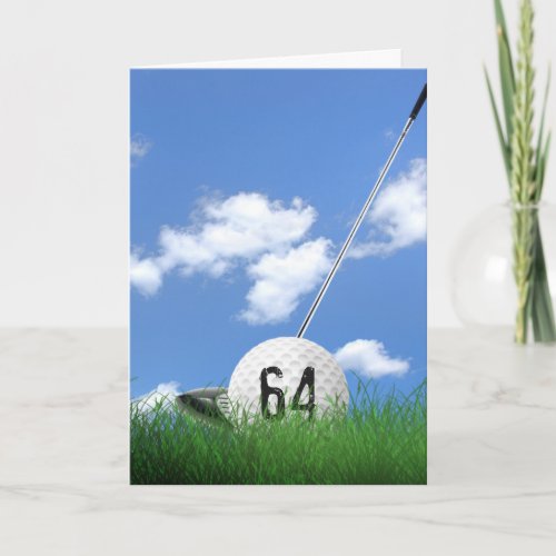 64th birthday golf ball in grass card