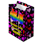 [ Thumbnail: 64th Birthday: Loving Hearts Pattern, Rainbow # 64 Gift Bag ]