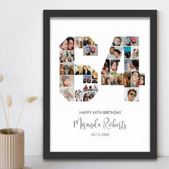 64th Birthday Number 64 Custom Photo Collage Poster by raindwops at Zazzle
