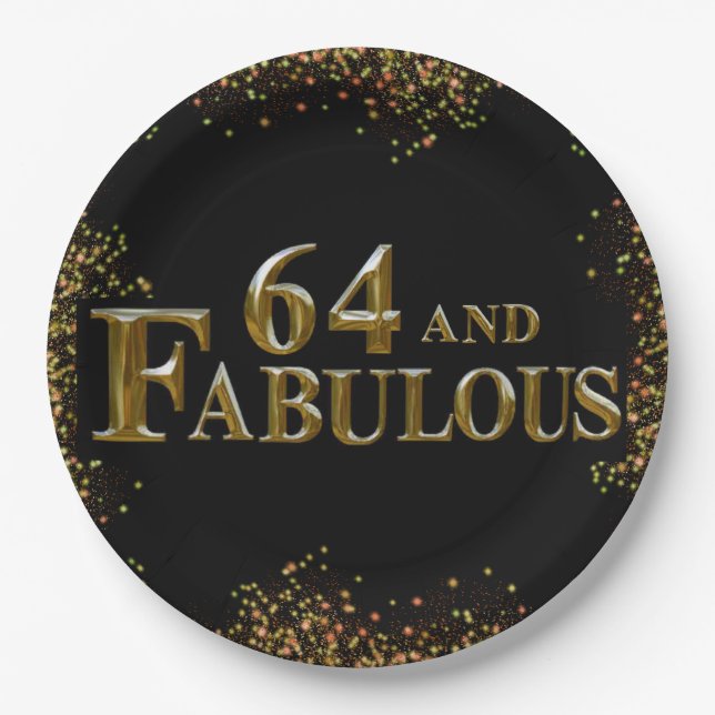 64th Birthday  Paper Plates (Front)