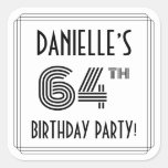 [ Thumbnail: 64th Birthday Party: Art Deco Style + Custom Name Sticker ]