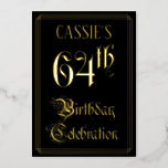 [ Thumbnail: 64th Birthday Party — Fancy Script & Custom Name Invitation ]
