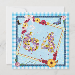 64th Birthday party Invitation flowers,butterflies