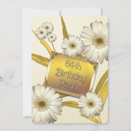 64th Birthday Party Invitation with daisies