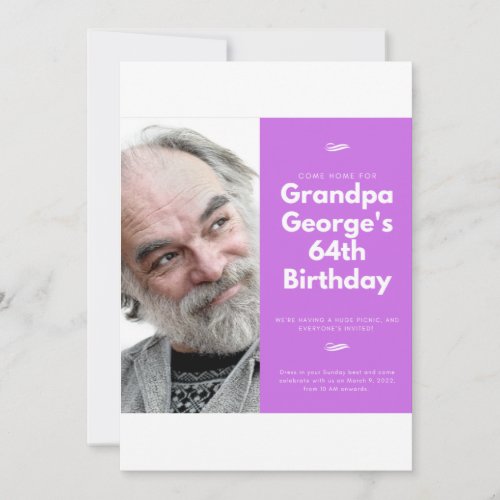 64th Birthday party magenta The joy of life Invitation