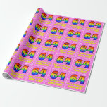 [ Thumbnail: 64th Birthday: Pink Stripes & Hearts, Rainbow # 64 Wrapping Paper ]