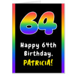 [ Thumbnail: 64th Birthday: Rainbow Spectrum # 64, Custom Name Card ]