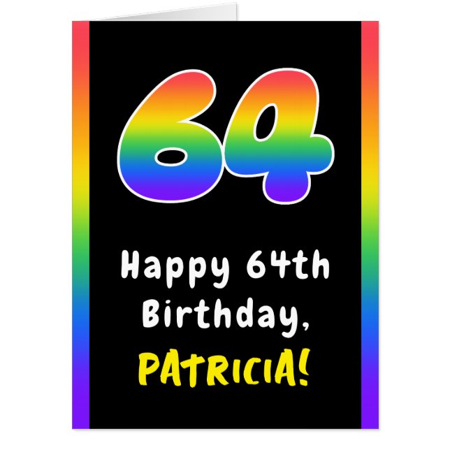 64th Birthday: Rainbow Spectrum # 64, Custom Name Card (Front)