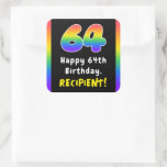 [ Thumbnail: 64th Birthday: Rainbow Spectrum # 64, Custom Name Sticker ]