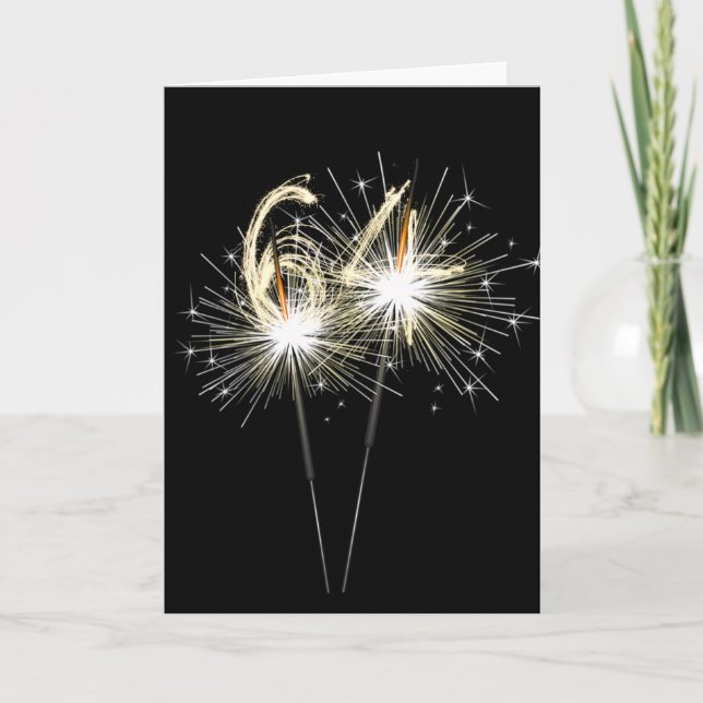 64th Birthday Sparklers on Black  Card (Front)