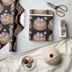 64th Happy Birthday Cake Sixty-four Years Old Wrapping Paper