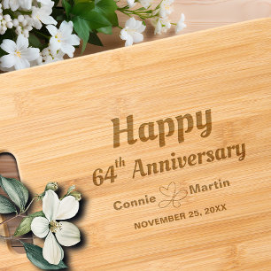 64th Wedding Anniversary Elegant Engraved Cutting Board