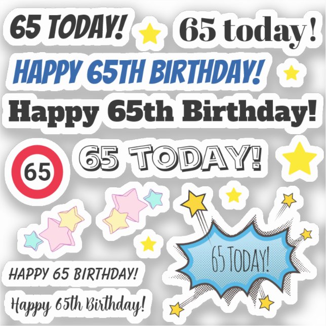 65 and Fabulous Multiple Birthday Stickers (Front)
