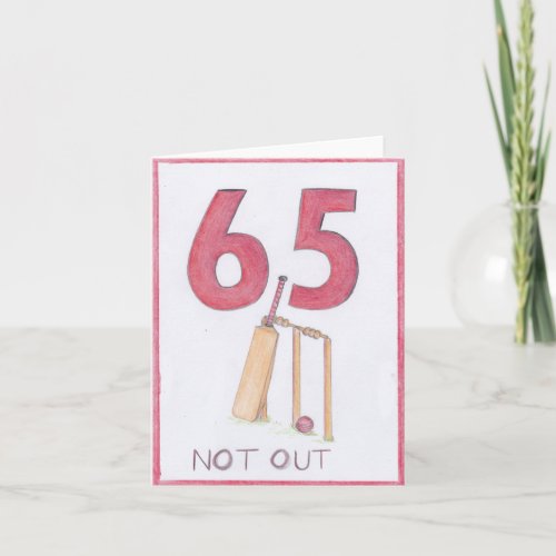 65 and not out, cricket birthday card