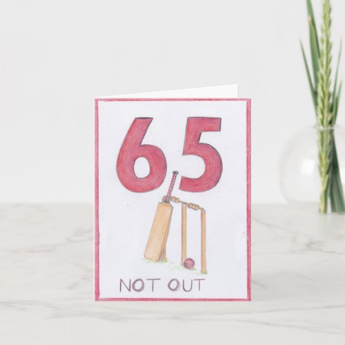 65 and not out cricket birthday card