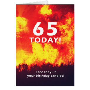 65 Birthday Forest Fire Candle Humor  Cards
