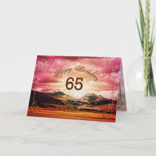 65 birthday Sunset over the mountains Card