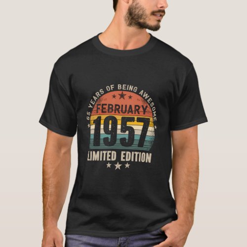 65 Made In February 1957 65Th T_Shirt