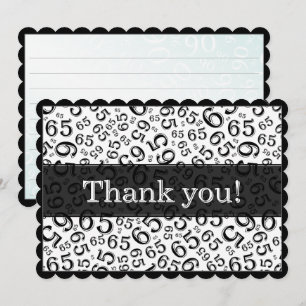 65 "Thank you!" Black/White Number Pattern Thank You Card