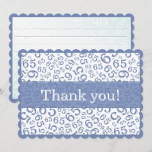 65 "Thank you!" Blue/White Number Pattern Thank You Card