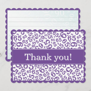 65 "Thank you!" Purple/White Number Pattern Thank You Card