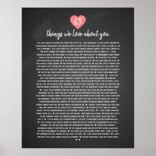 65 things we love about you heart reasons we love poster