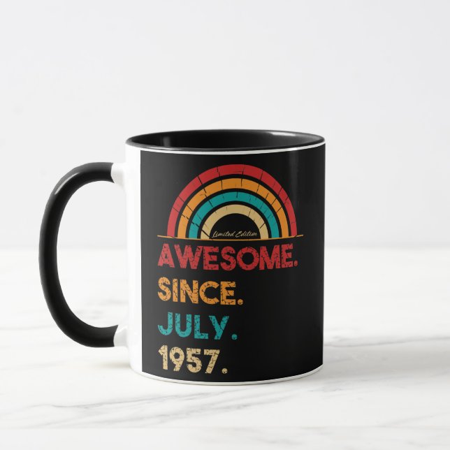 65 Year Old Awesome Since July 1957 Gifts 65th Mug (Left)