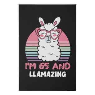 65 Year Old Bday Llamazing 65th Birthday Llama Faux Canvas Print