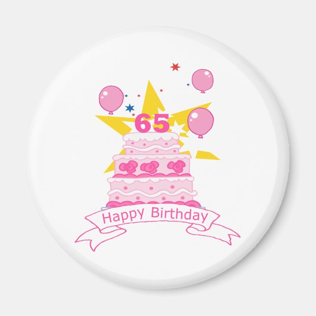 65 Year Old Birthday Cake Magnet (Front)