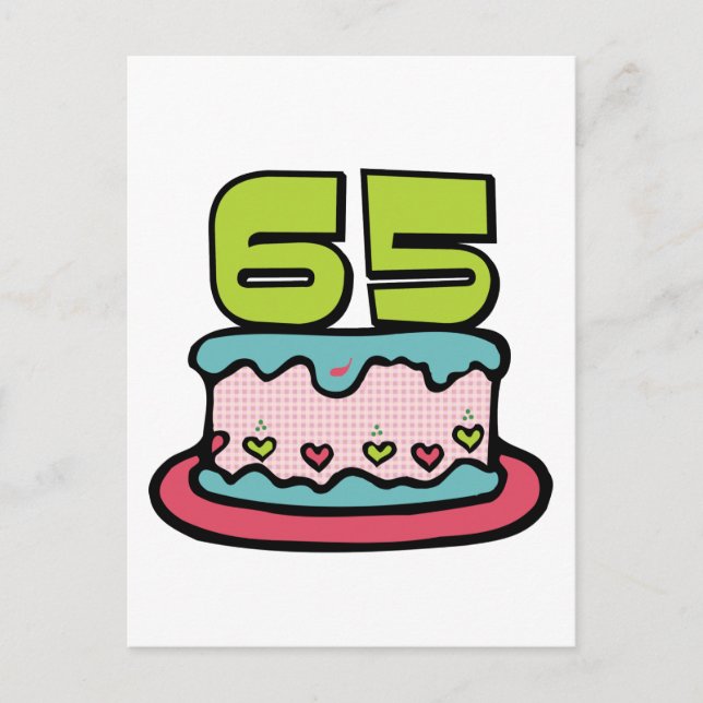 65 Year Old Birthday Cake Postcard (Front)
