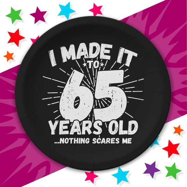 65 Year Old Sarcastic Meme Funny 65th Birthday Paper Plates (Creator Uploaded)