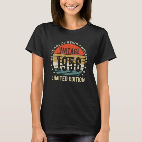 65 Year Old Vintage 1958 65th Birthday T_Shirt