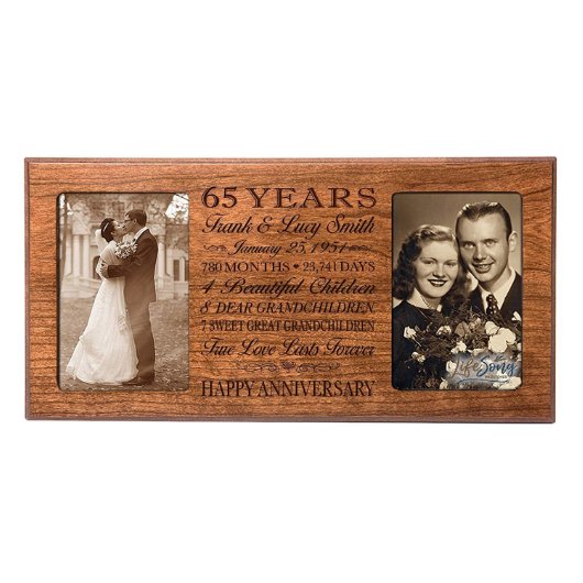 65 Year Unique Wedding Anniversary Frame
(Front)