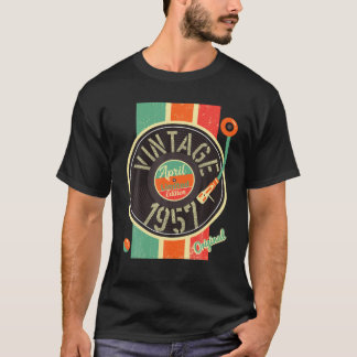 65 Years Birthday Man 1957 April Turntable Antique T-Shirt