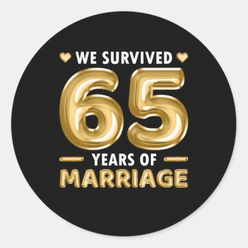 65 Years Marriage 65Th Wedding Anniversary Classic Round Sticker