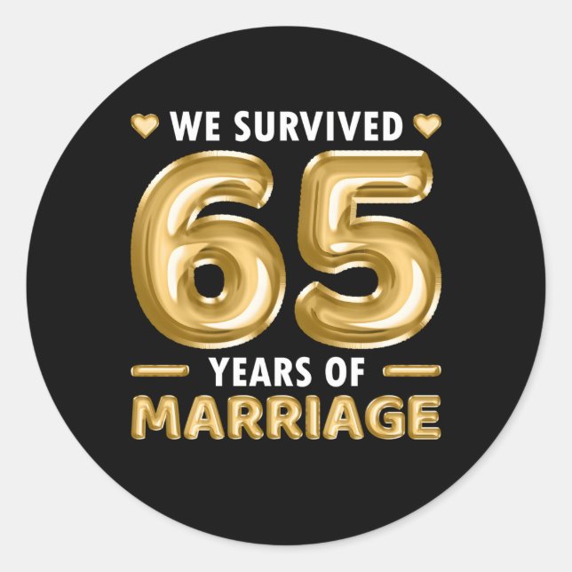 65 Years Marriage 65Th Wedding Anniversary Classic Round Sticker (Front)