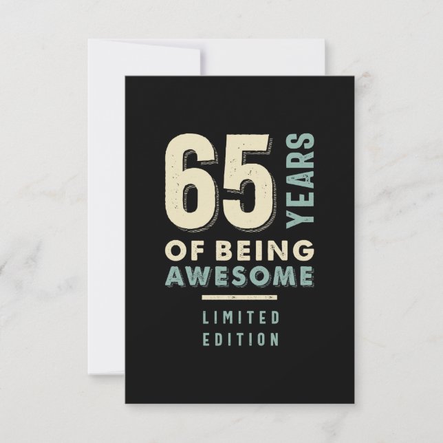 65 Years Of Being Awesome - 65th Birthday RSVP Card (Front)