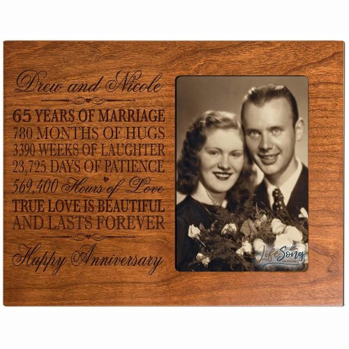 65 Years of Marriage Charming Cherry Picture Frame