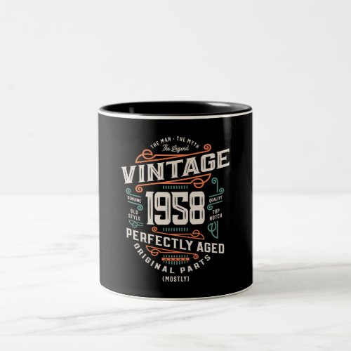 65 Years Old Vintage 1958 Man Myth Legend Two_Tone Coffee Mug