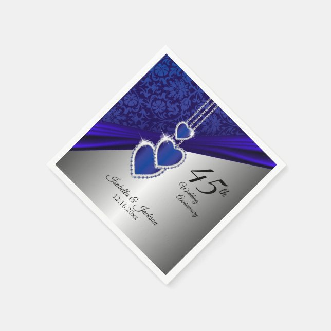 65th / 45th Sapphire Anniversary Design Paper Napkins (Corner)