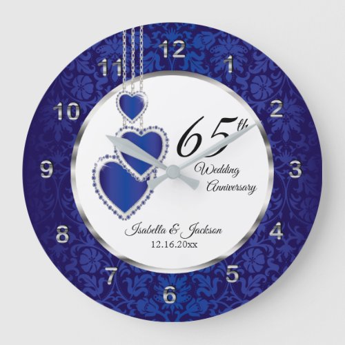 65th  45th Sapphire Blue Anniversary Keepsake Large Clock