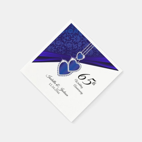 65th  45th Wedding Sapphire Anniversary Design Paper Napkins