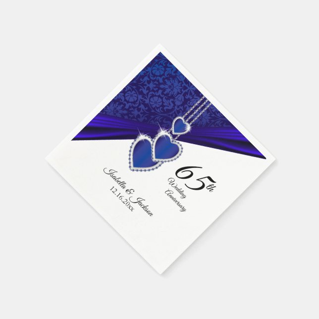65th / 45th Wedding Sapphire Anniversary Design Paper Napkins (Corner)